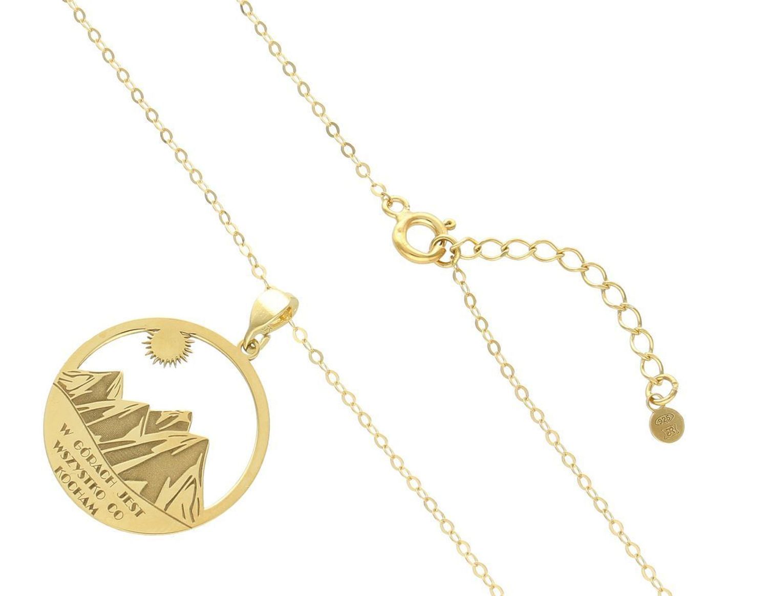 Pozłacany naszyjnik z górami ze srebra 925, idealny dla miłośników natury. Możliwość darmowego graweru. Produkt polski, zapakowany w firmowe pudełko – idealny na prezent.2.jpg